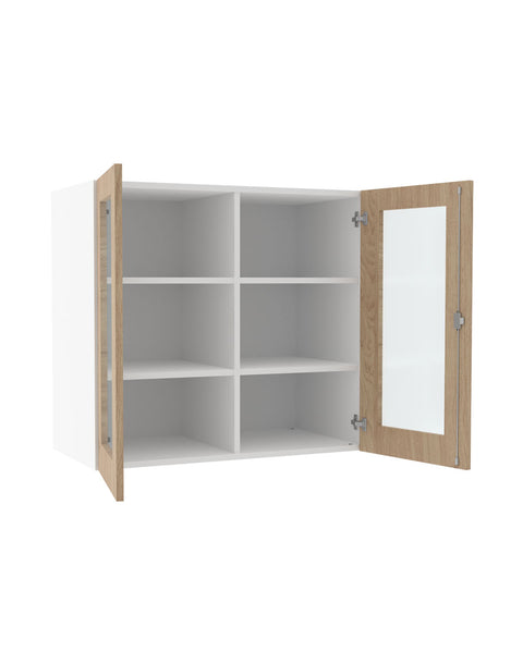 Aufsatzmittelwandschrank mit Glasausschnitten - Höhe 92cm