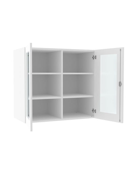 Aufsatzmittelwandschrank mit Glasausschnitten - Höhe 92cm