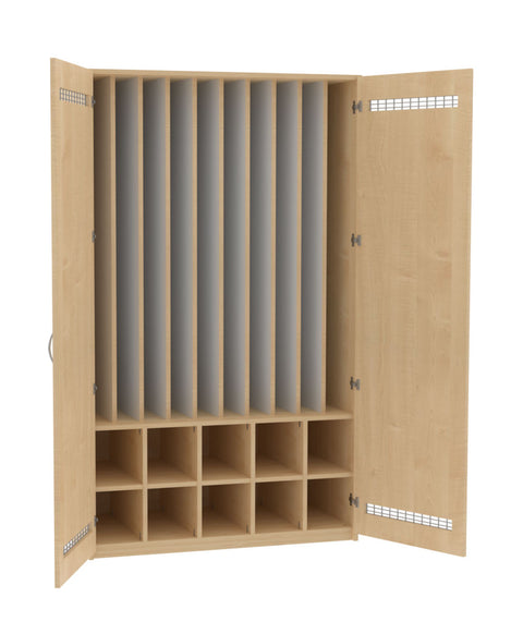 Liegepolsterschrank mit 10 Fächern - (BxHxT) 125x210x65cm