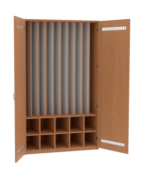 Liegepolsterschrank mit 10 Fächern - (BxHxT) 125x210x65cm