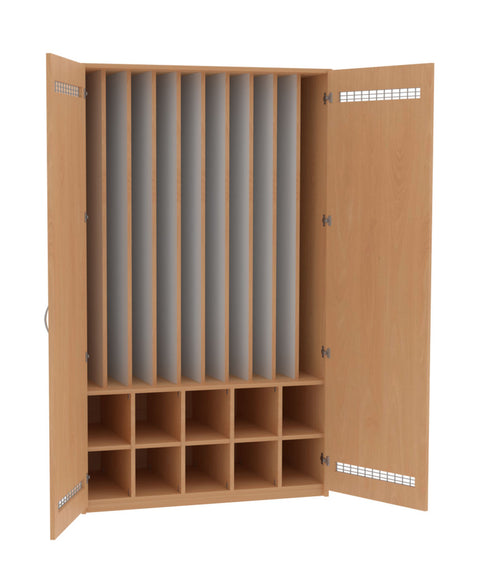 Liegepolsterschrank mit 10 Fächern - (BxHxT) 125x210x65cm