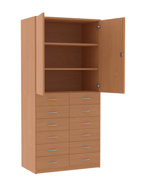 Mehrzweckschrank mit 12 Schüben - Höhe 190cm