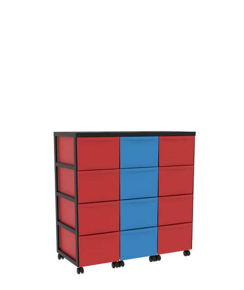 Modulboxsystem fahrbar 3x4 L - Höhe 87,5cm