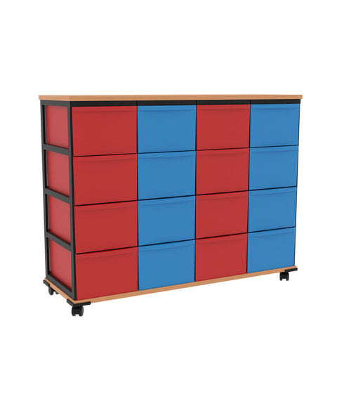 Modulboxsystem mit Deckplatte fahrbar 4x4 L - Höhe 94cm