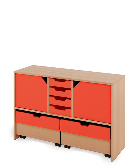 Materialschrank Classic M mit 2 Rollcontainern – 1x4 S