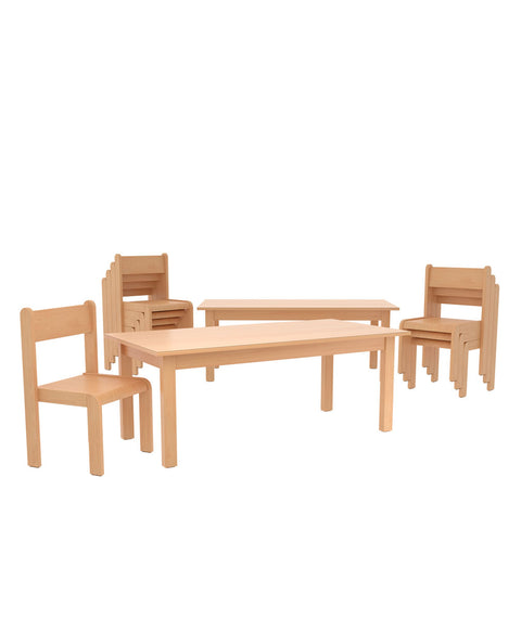 Rechtecktisch Set - 8 Stühle 2 Tische 120x60cm