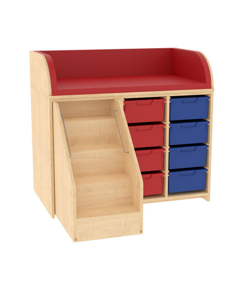 Wickelkommode 2x4L & Treppe links - (BxHxT) 120x110x75cm