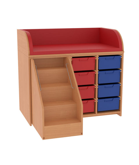 Wickelkommode 2x4L & Treppe links - (BxHxT) 120x110x75cm