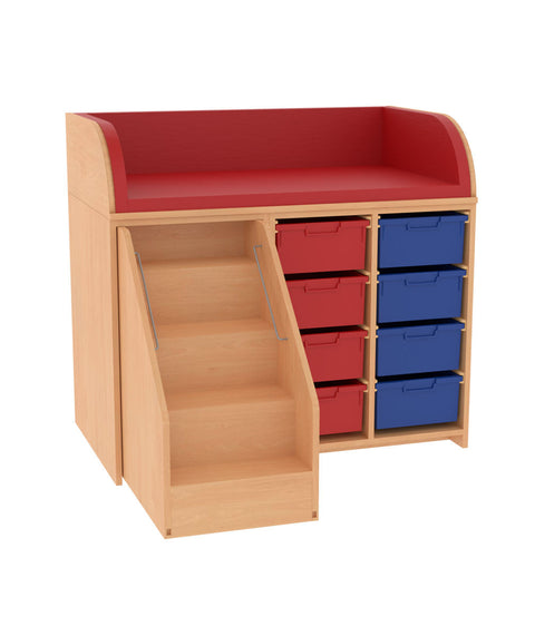 Wickelkommode 2x4L & Treppe links - (BxHxT) 120x110x75cm