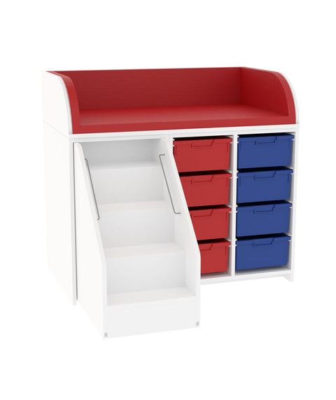 Wickelkommode 2x4L & Treppe links - (BxHxT) 120x110x75cm