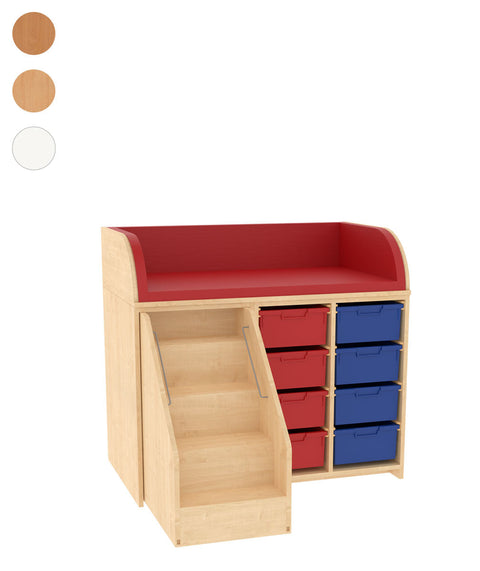 Wickelkommode 2x4L & Treppe links - (BxHxT) 120x110x75cm