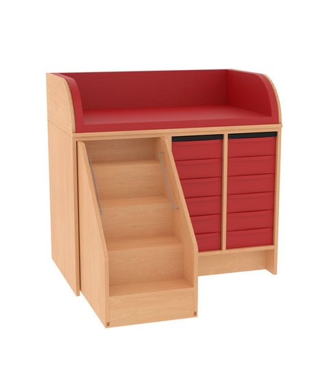 Wickelkommode 2x6S & Treppe links - (BxHxT) 114x110x75cm