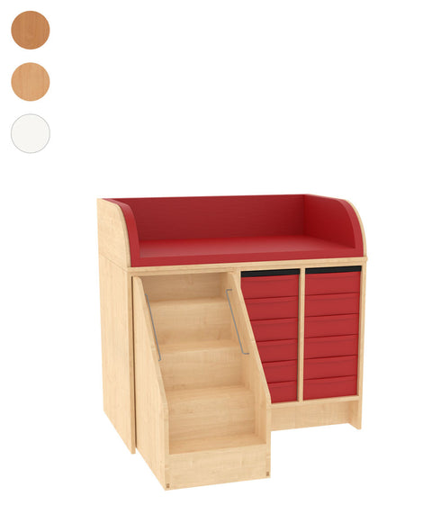 Wickelkommode 2x6S & Treppe links - (BxHxT) 114x110x75cm
