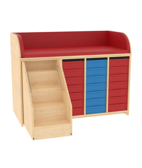 Wickelkommode 3x7S & Treppe links - (BxHxT) 145x110x75cm