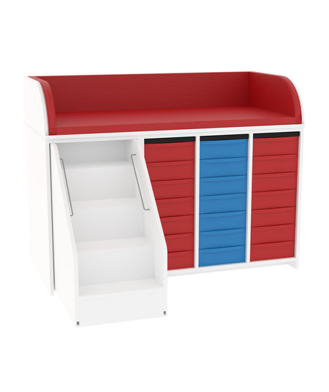 Wickelkommode 3x7S & Treppe links - (BxHxT) 145x110x75cm