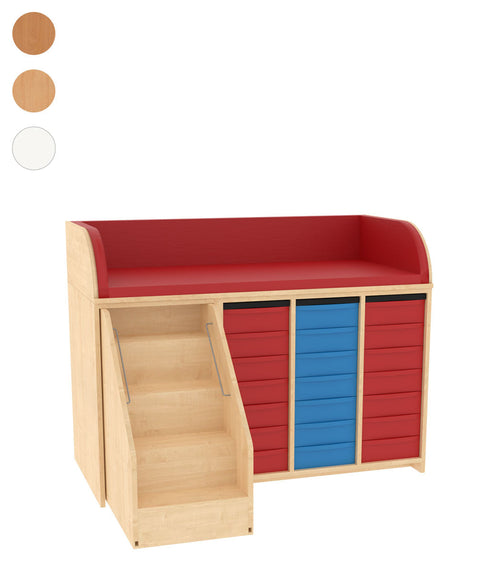 Wickelkommode 3x7S & Treppe links - (BxHxT) 145x110x75cm