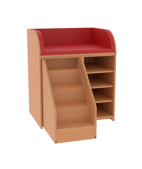 Wickelkommode mit Fächern & Treppe links - (BxHxT) 92x110x75cm