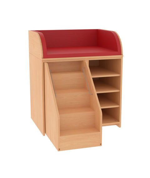 Wickelkommode mit Fächern & Treppe links - (BxHxT) 92x110x75cm