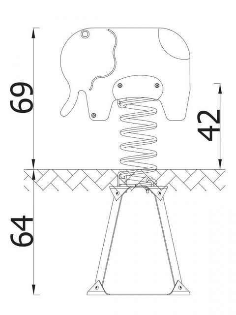 Federwippe Elefant mit Bodenanker - 6